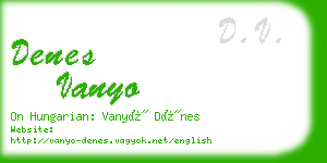 denes vanyo business card